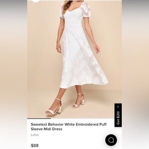 BRAND NEW WITH TAGS - Sweetest Behavior White Embroidered Puff Sleeve Midi Dress